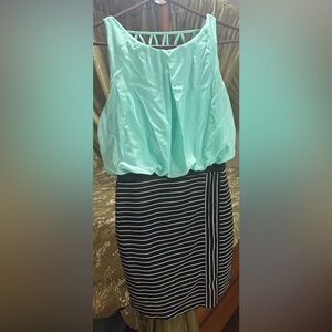 Speeckless Mint and Black Striped Mini Dress
